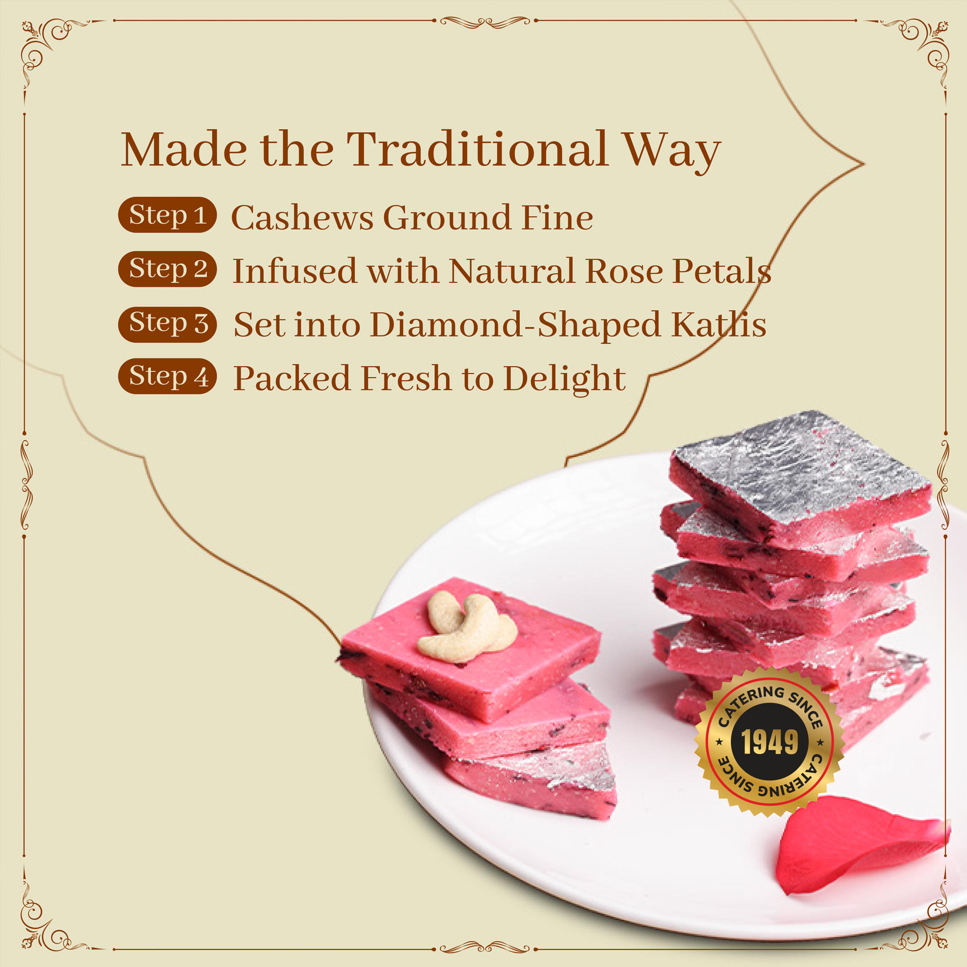 Rose Kaju Katli